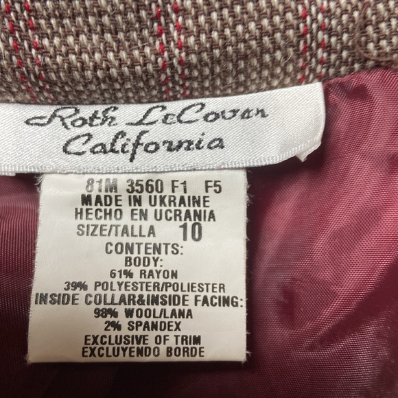 Roth LeCovan blazer sz 10 euc embroidered corduroy - Picture 4 of 4